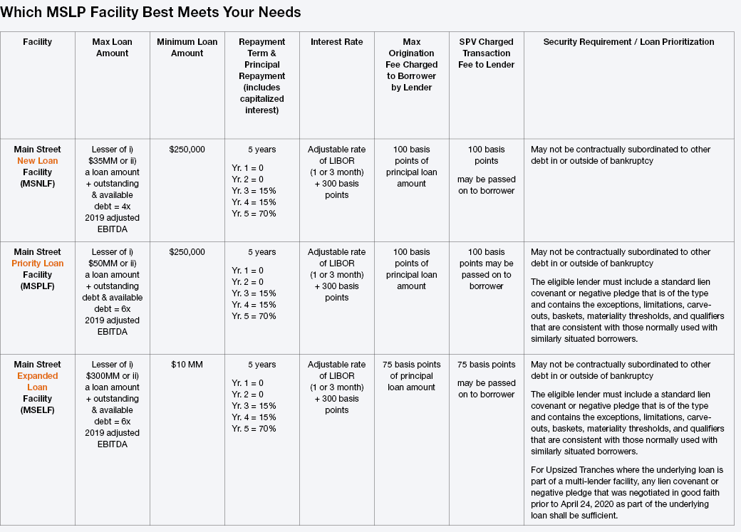 Which MSLP Facility Best Meets Your Needs (click here to open this image in a new tab)
